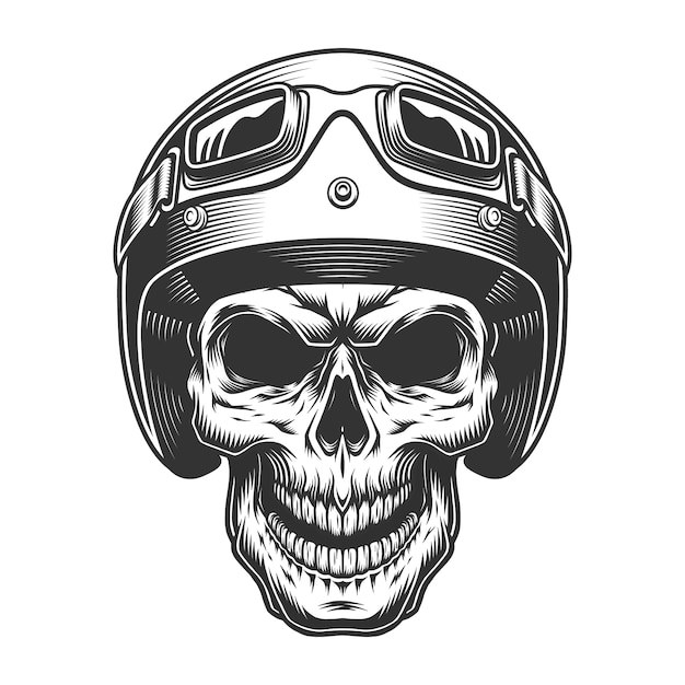 Skull in the moto helmet | Free Vector