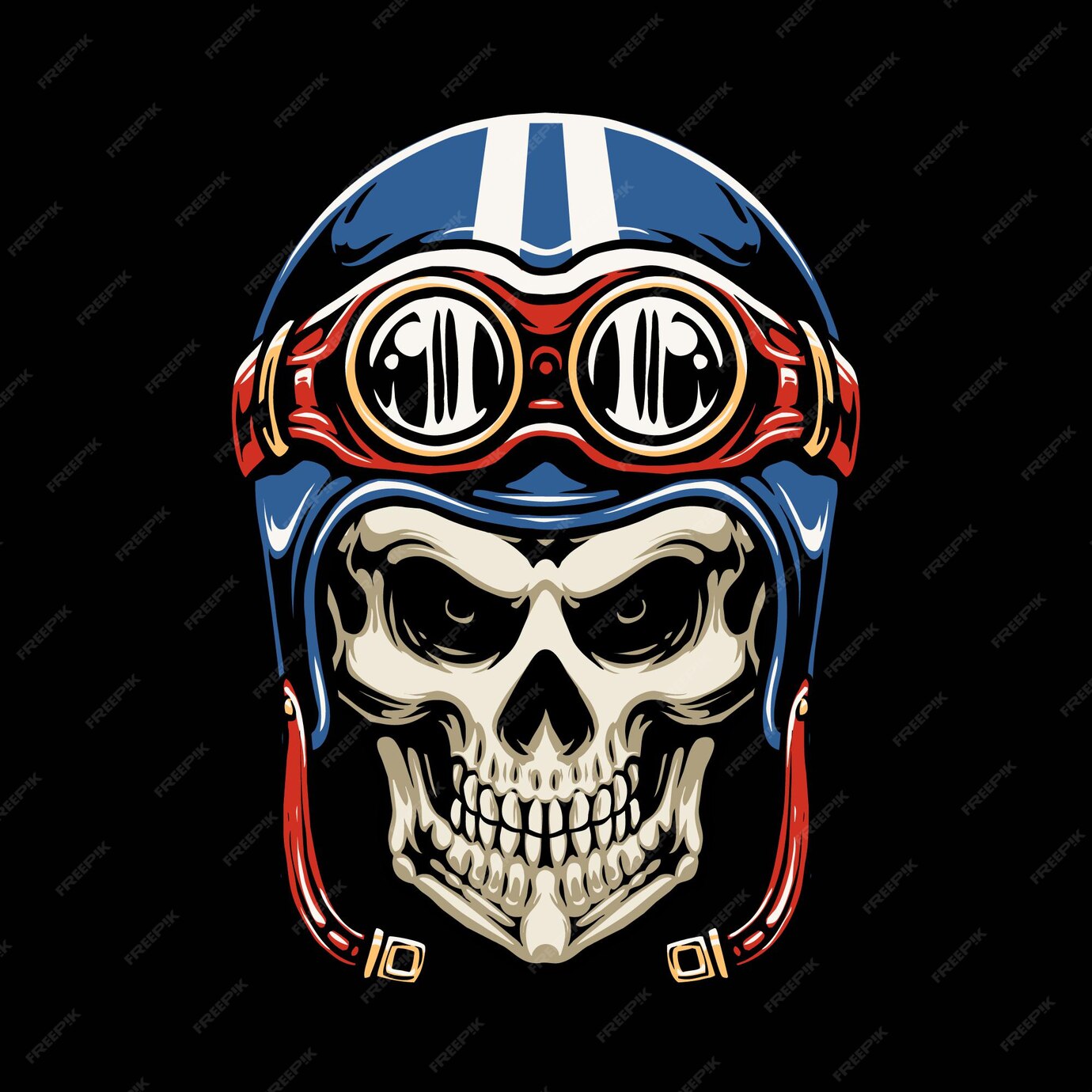 Premium Vector | Skull motorcycle helmet illustration design