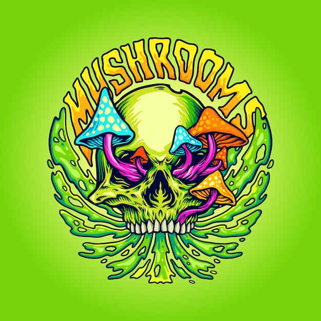 Premium Vector Skull mushrooms mascot illustrations