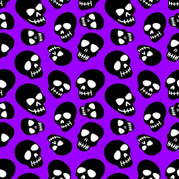 Premium Vector | Skull pattern black skulls on a purple background