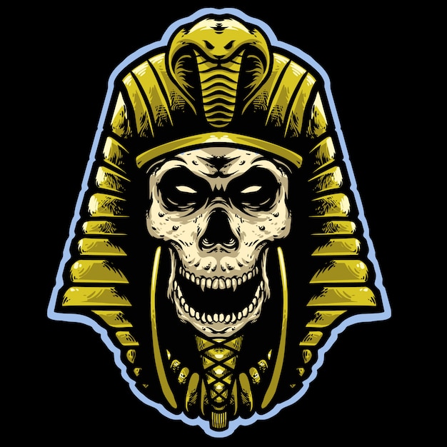 Premium Vector | Skull pharaoh with gold helmet head mascot design logo ...