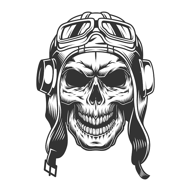 Free Vector | Skull in the pilot helmet