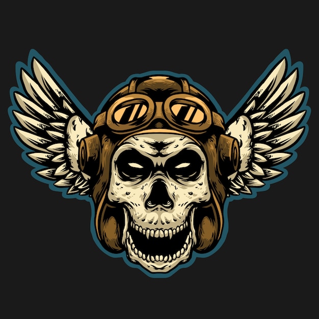 Premium Vector | Skull pilot with vintage helmet mascot design logo