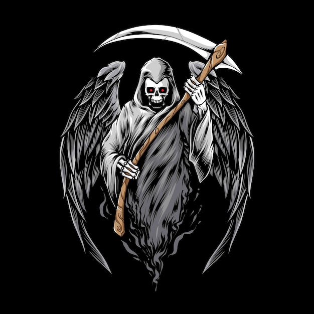 Premium Vector Skull Reaper Holding Scythe 8563