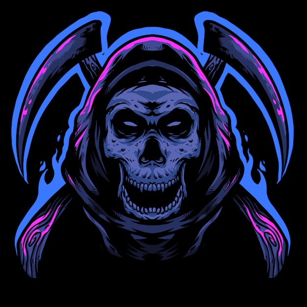 Premium Vector | Skull reaper logo design mascot