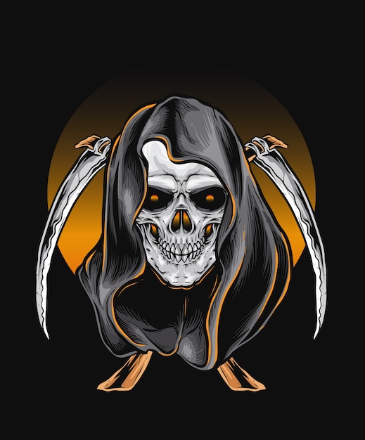 Premium Vector | Skull reaper vector