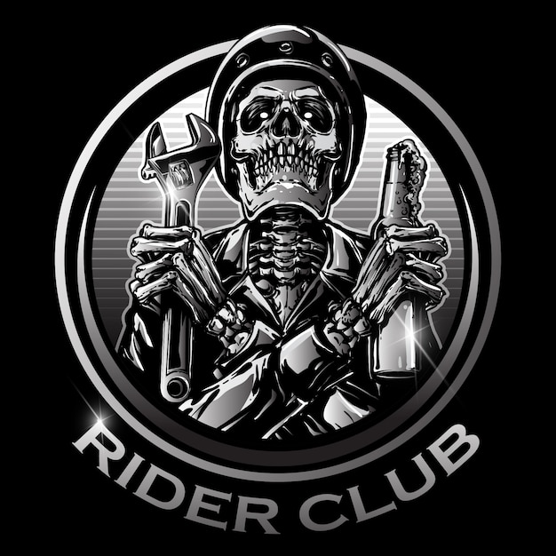 Premium Vector | Skull rider logo