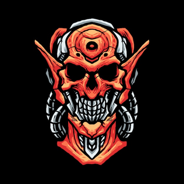 Premium Vector | Skull robot head illustration