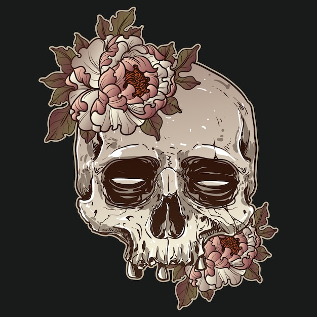 Download Skull and roses design | Premium Vector