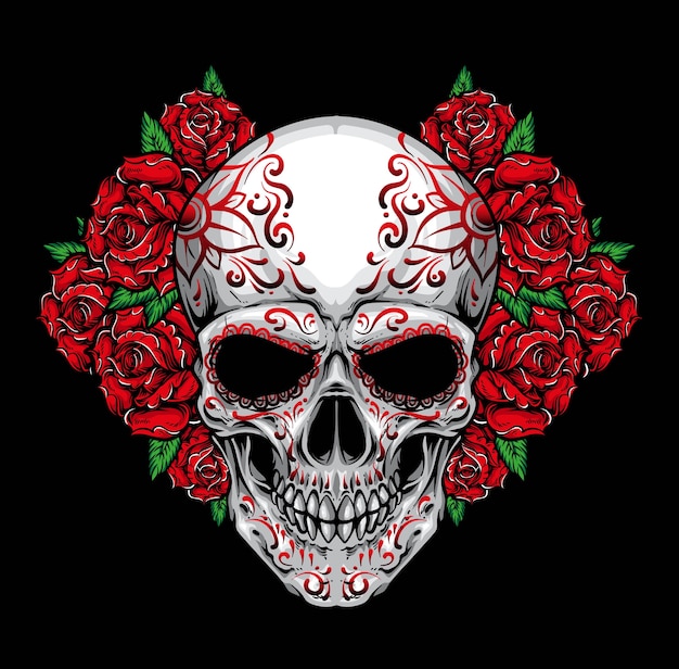 Premium Vector | Skull roses