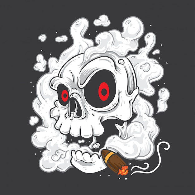 Premium Vector | Skull smoking cigars