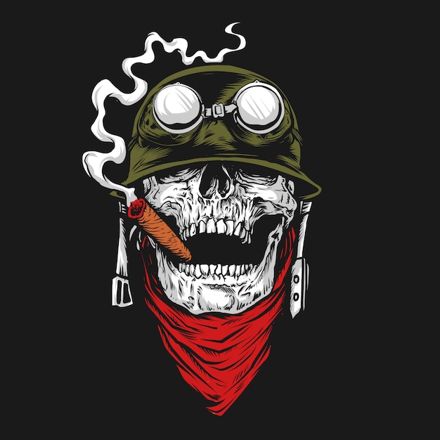 Skull soldier illustration Premium Vector