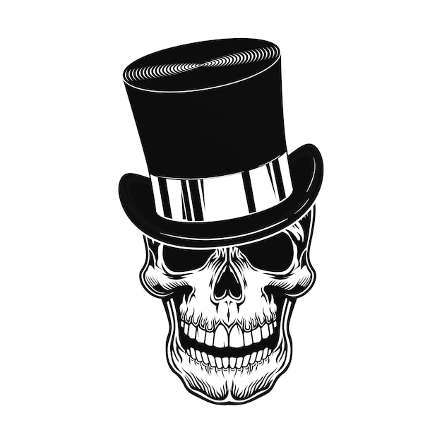 Sale Green Boston Hat In Stock   Skull Top Hat Vector Illustration Head Scary Character Gentleman Cylinder Hat 74855 10948 