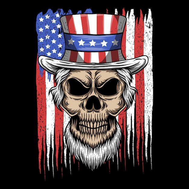 Download Premium Vector | Skull uncle sam usa flag vector illustration