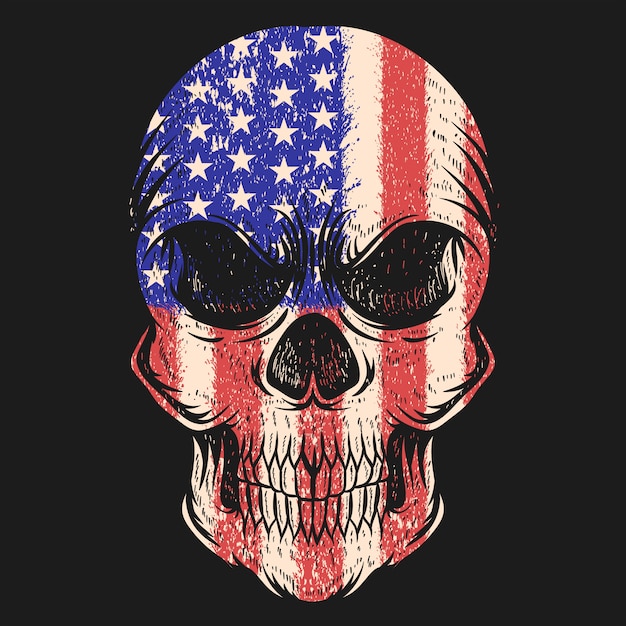 Download Premium Vector | Skull usa flag vector illustration