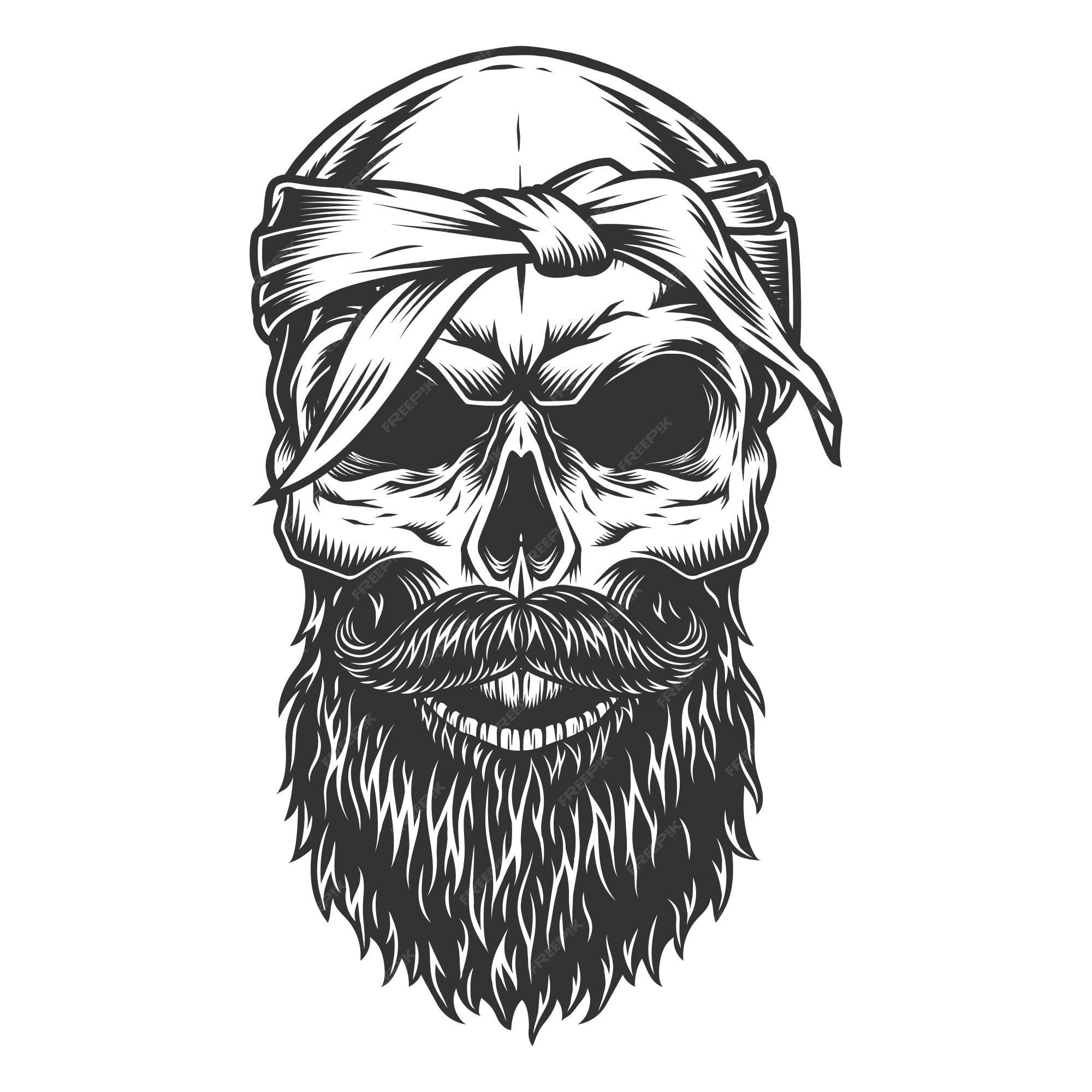 Free Vector | Skull with beard and mustache