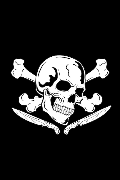 Premium Vector | Skull with bones and knife