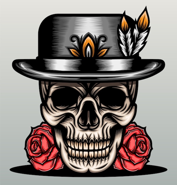 Premium Vector Skull With Classic Top Hat