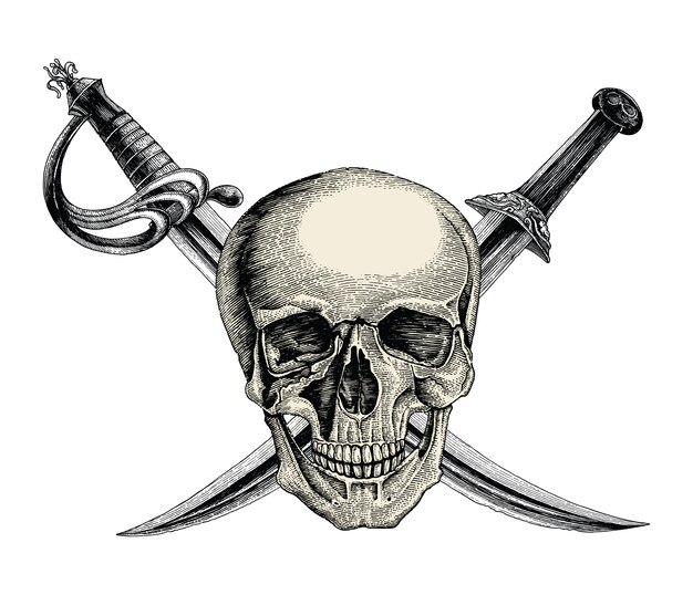 Download Premium Vector | Skull with crossed swords,pirate symbol ...