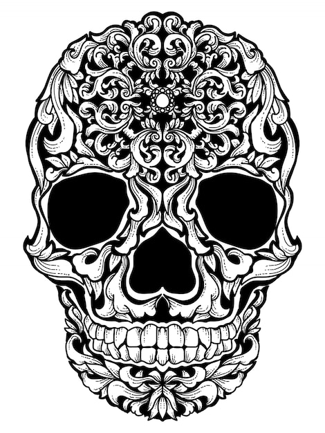 Download Skull with floral ornament | Premium Vector