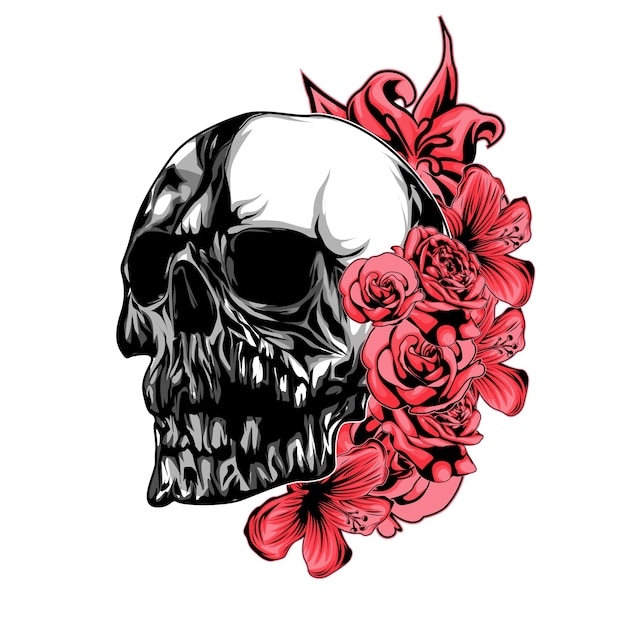 Download Skull with flower Vector | Premium Download