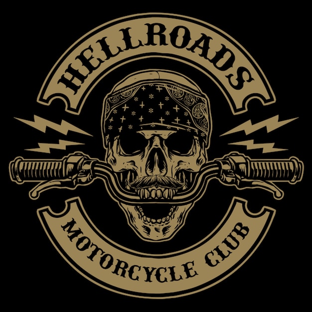 Premium Vector | Skull with handle bar of motorcycle illustration