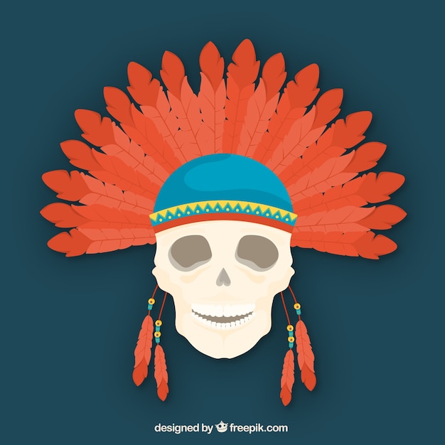 Skull with red feathers Vector | Free Download