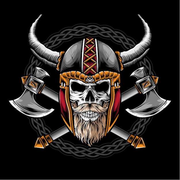 Premium Vector | Skull with viking helmet logo