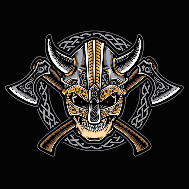 Premium Vector Skull With Viking Ornament