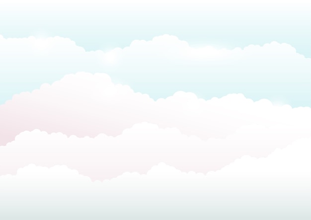 空と雲の背景 イラストソフトカラー プレミアムベクター