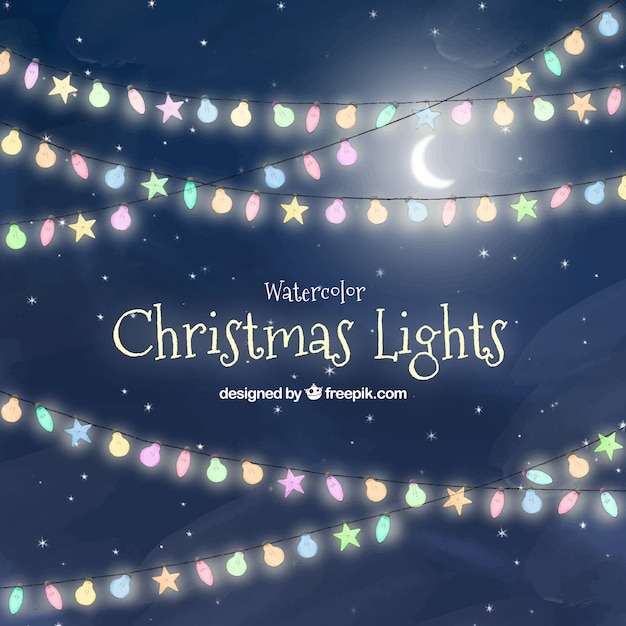 Download Free Vector Sky Background With Christmas Lights PSD Mockup Templates