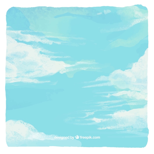Sky with clouds background in watercolor\
style