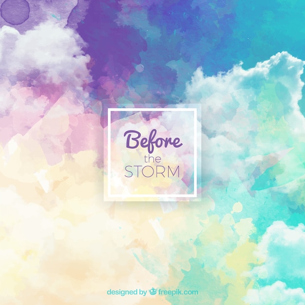 Download Sky with clouds in watercolor effect background Vector | Free Download