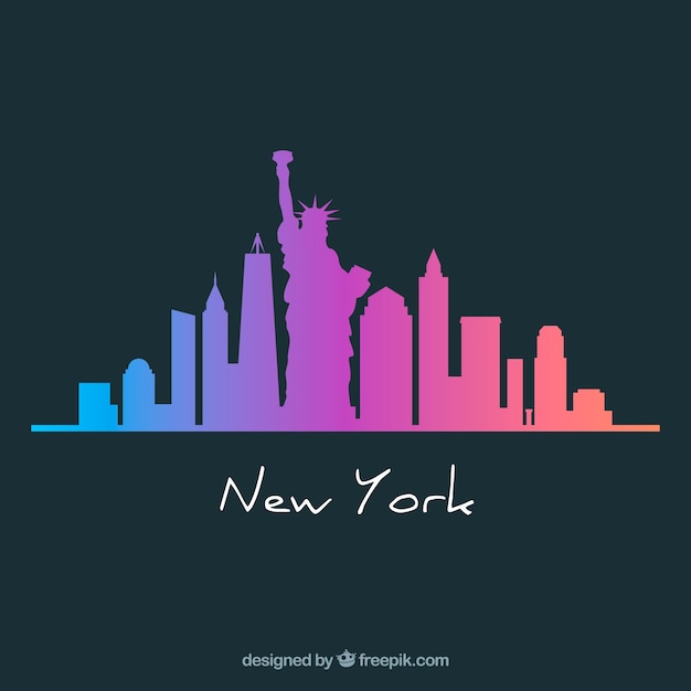 Skyline silhouette of new york city | Free Vector