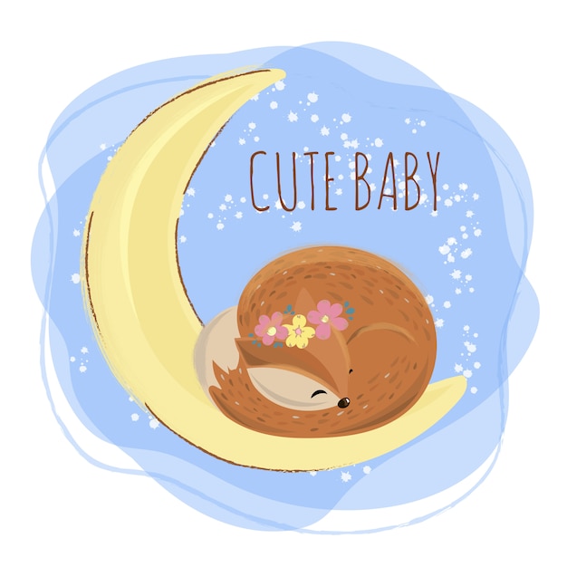 Download Sleep deer cartoon forest baby animal | Premium Vector