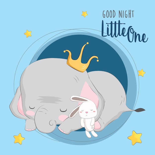 Sleeping elephant with its doll Premium Vector