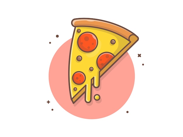 ピザのスライスチーズと肉のベクタークリップアートイラスト プレミアムベクター