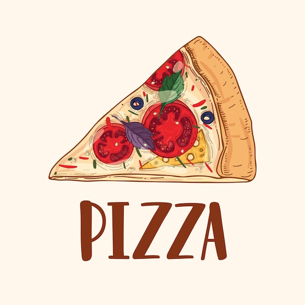 Premium Vector | Slice or piece of appetizing delicious classical pizza ...