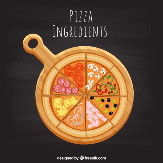 Slices of pizza with different\
ingredients