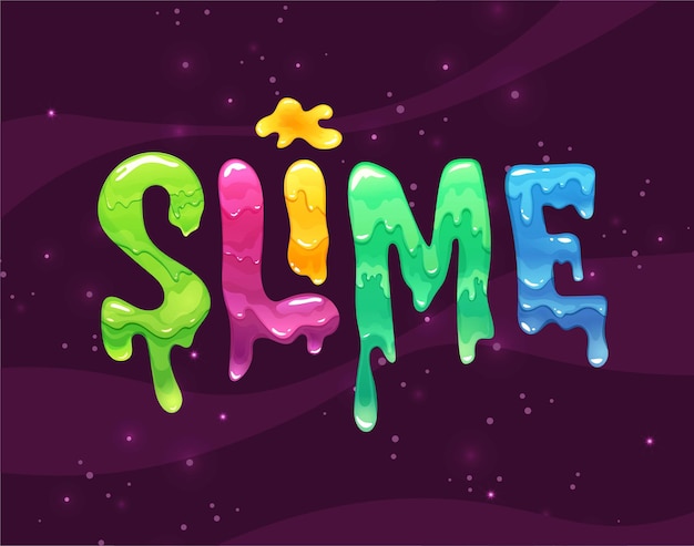 Premium Vector | Slime hand lettering text. bright jelly letters.