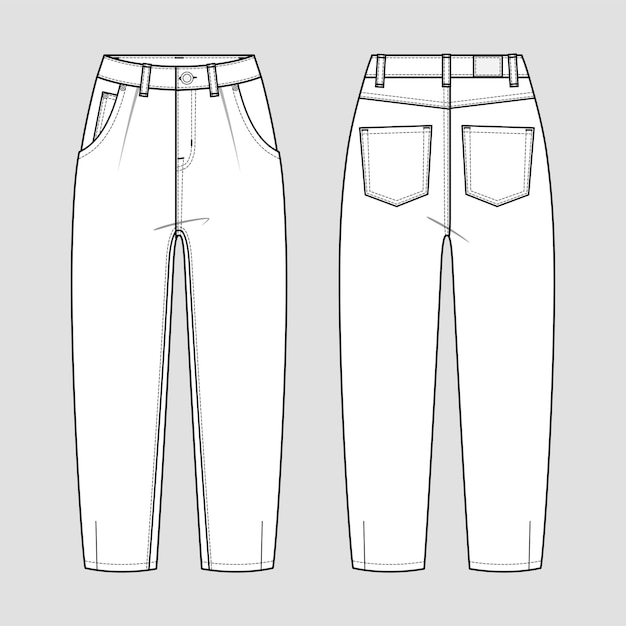 Premium Vector | Slouchy jeans. technical sketch.