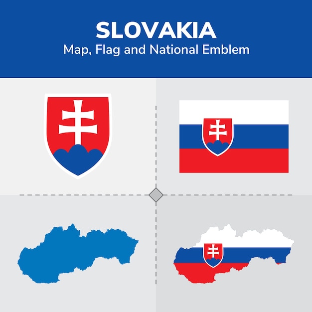 スロバキア地図 国旗 プレミアムベクター