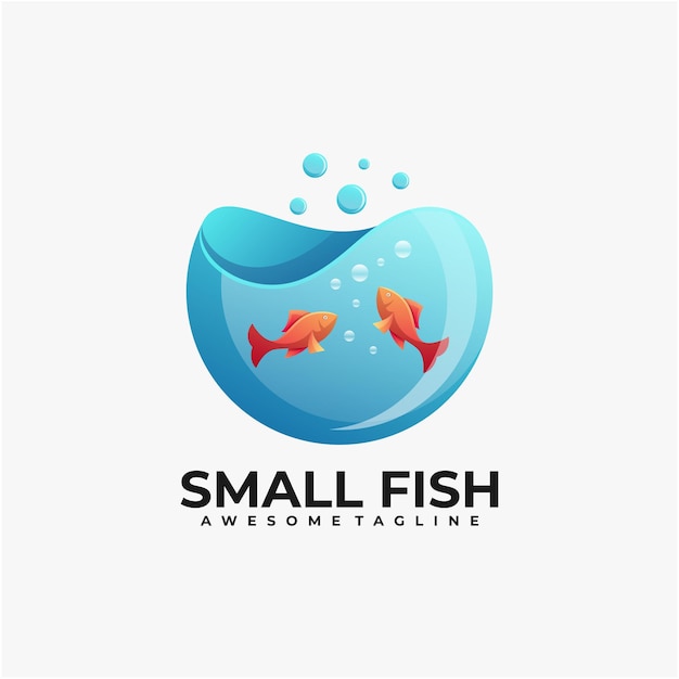 小魚イラストロゴデザインテンプレート プレミアムベクター