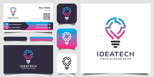 Download Free Smart Bulb Tech Logo Icon And Business Card Design Strategy Idea Use our free logo maker to create a logo and build your brand. Put your logo on business cards, promotional products, or your website for brand visibility.