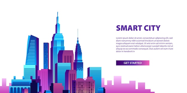 Premium Vector | Smart city concept with colorful buildings and ...