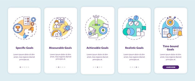 Premium Vector Smart Goals Definition Onboarding Mobile App Page Screen With Concepts