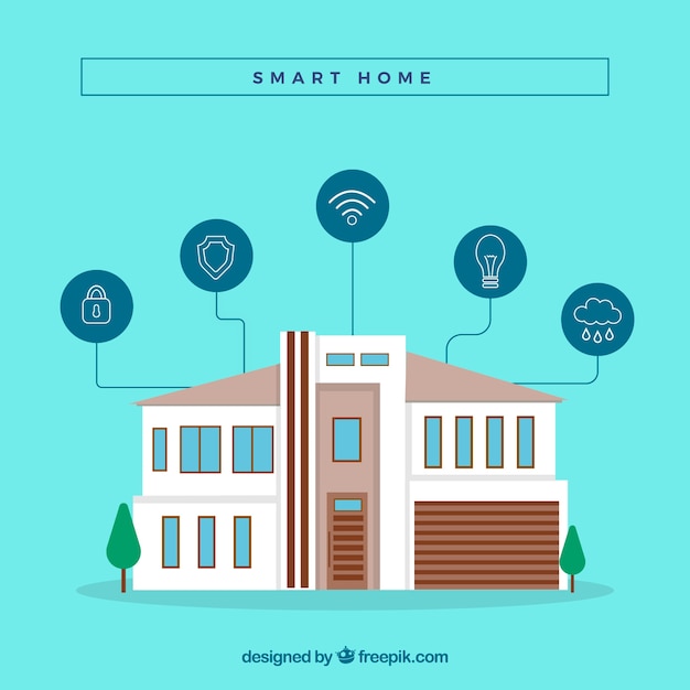 Free Vector | Smart home background with device