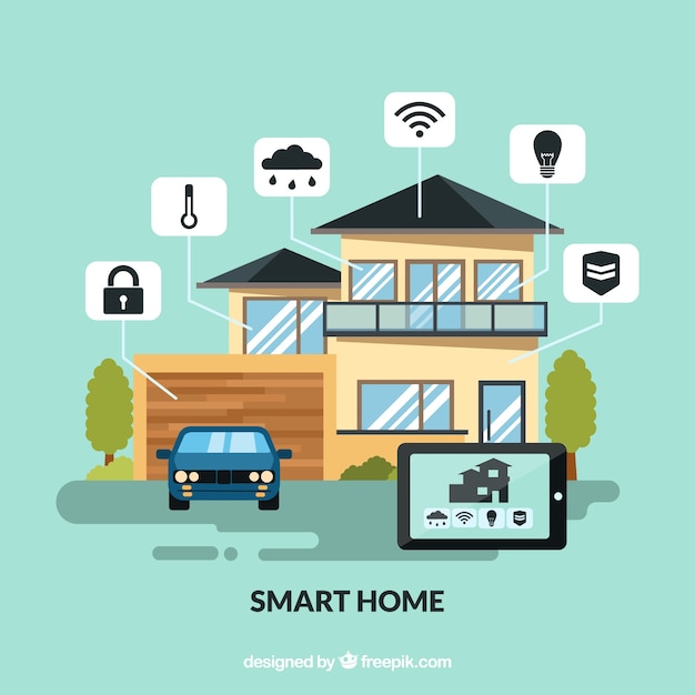 Free Vector | Smart home background with device