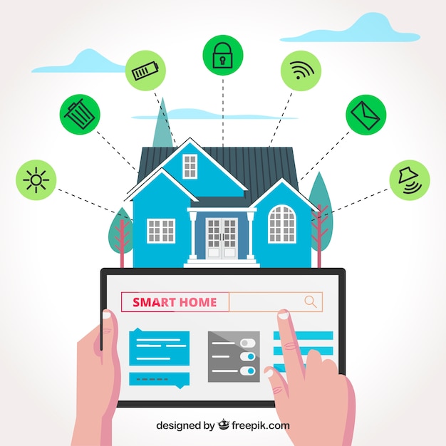 Smart home background with functions Free Vector