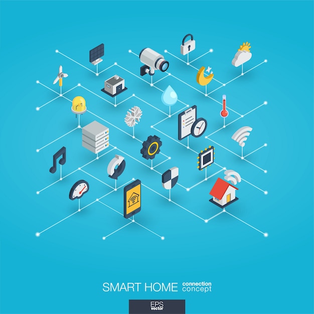 Download Smart home integrated 3d web icons. digital network ...